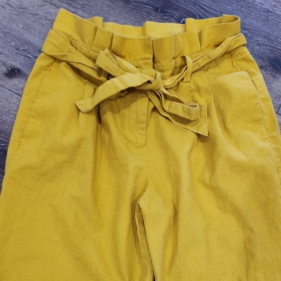 Boden Ochre Mustard Yellow Paperbag Waist Linen Blend Chinos Boho Preppy Indie 6 - Picture 3 of 9